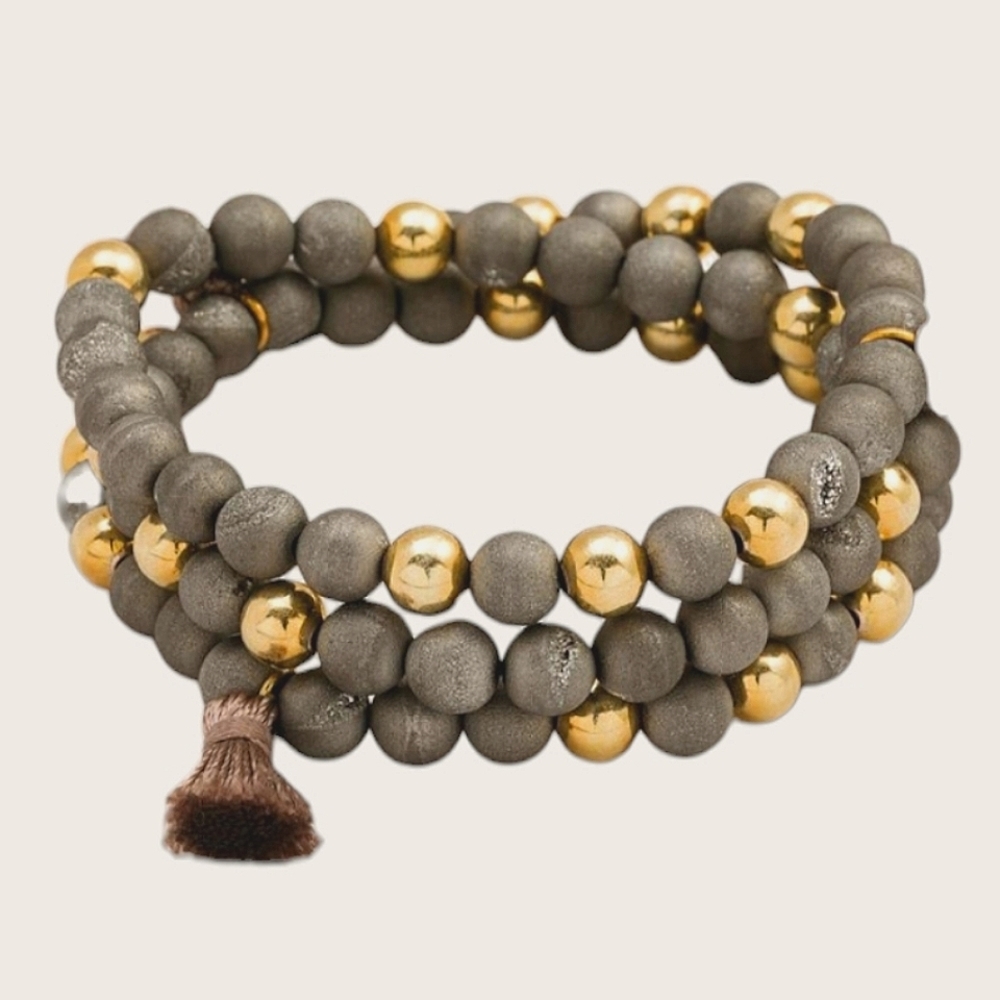 Gorjana Hannah Druzy Quartz Stones Tassel Wrap Bracelet or wear as a necklace